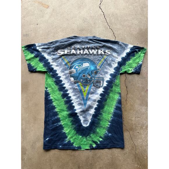 Seattle Seahawks majestic all over print, tie-dye shirt front & back medium - Picture 3 of 3